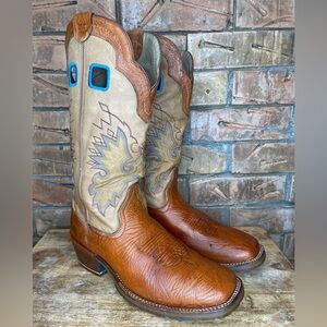 DOUBLE H Brown Square Toe Cowboy Rodeo Buckaroo Boots Size 10.5D